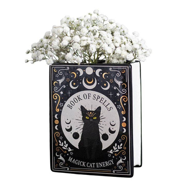 Vase à fleurs en forme de livre « Magie du Chat Noir »