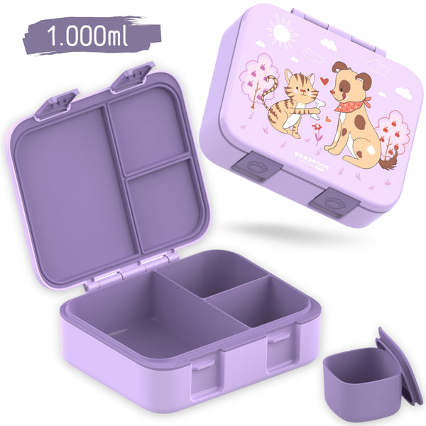 Bento Box with Compartments, Leakproof - Dog & Cat Purple