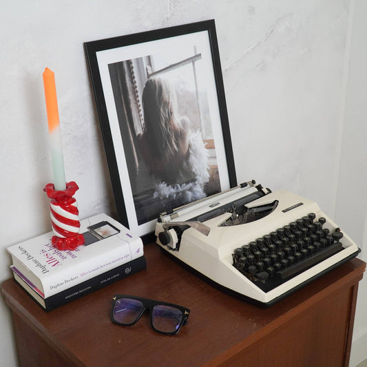 Candlestick - Toffee Candy - Ceramic - Red/White - 7.5x7.5x13 cm