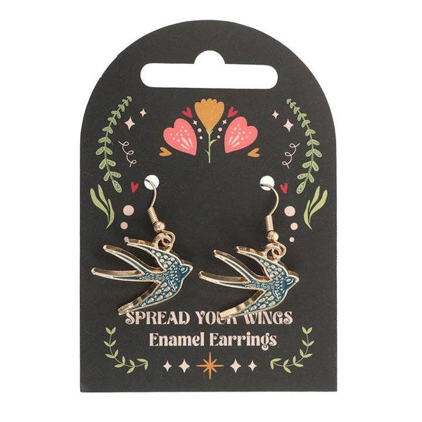 Boucles d'oreilles oiseau déploie tes ailes bleues