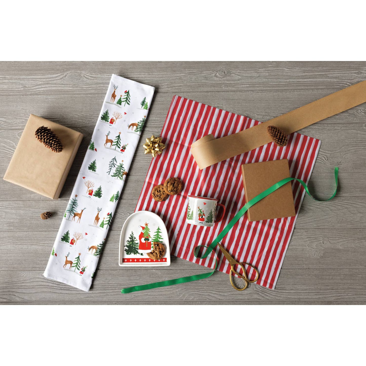 Christmas Tea Towel with Santa's Reindeer