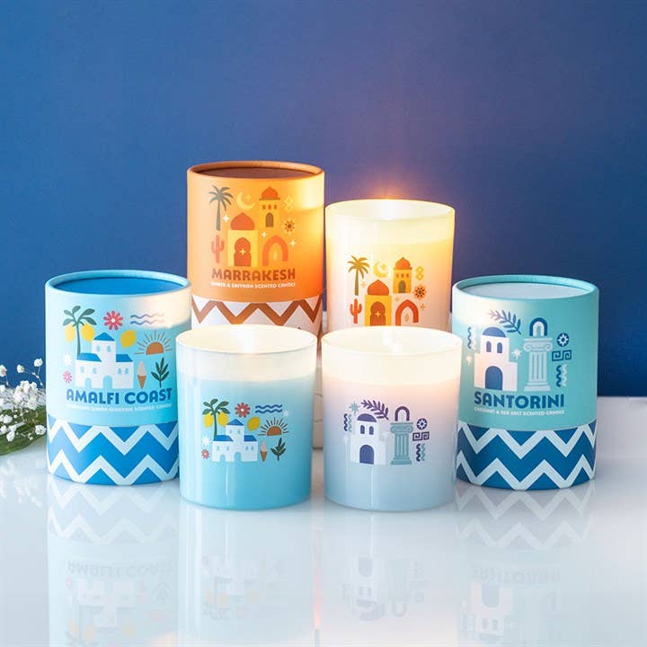 Bougie parfumée Santorin noix de coco et sel marin