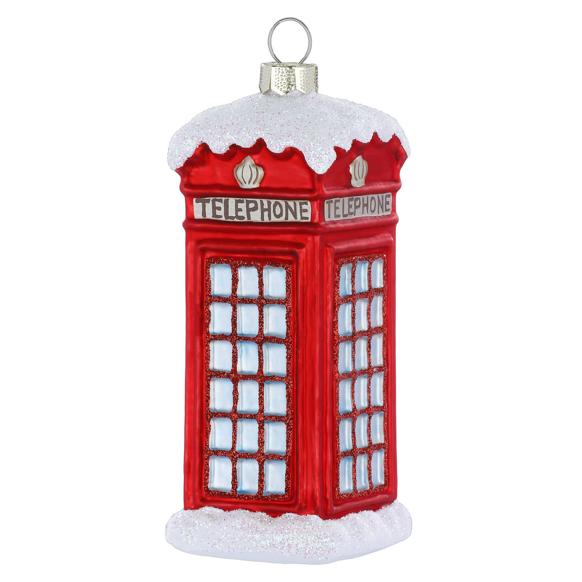 Ornement de Noël cabine téléphonique, verre, 12,5 cm – Holly & Jolly