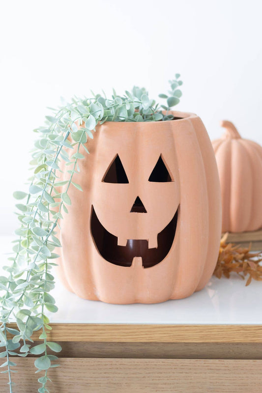25cm Terracotta Halloween Pumpkin Decoration