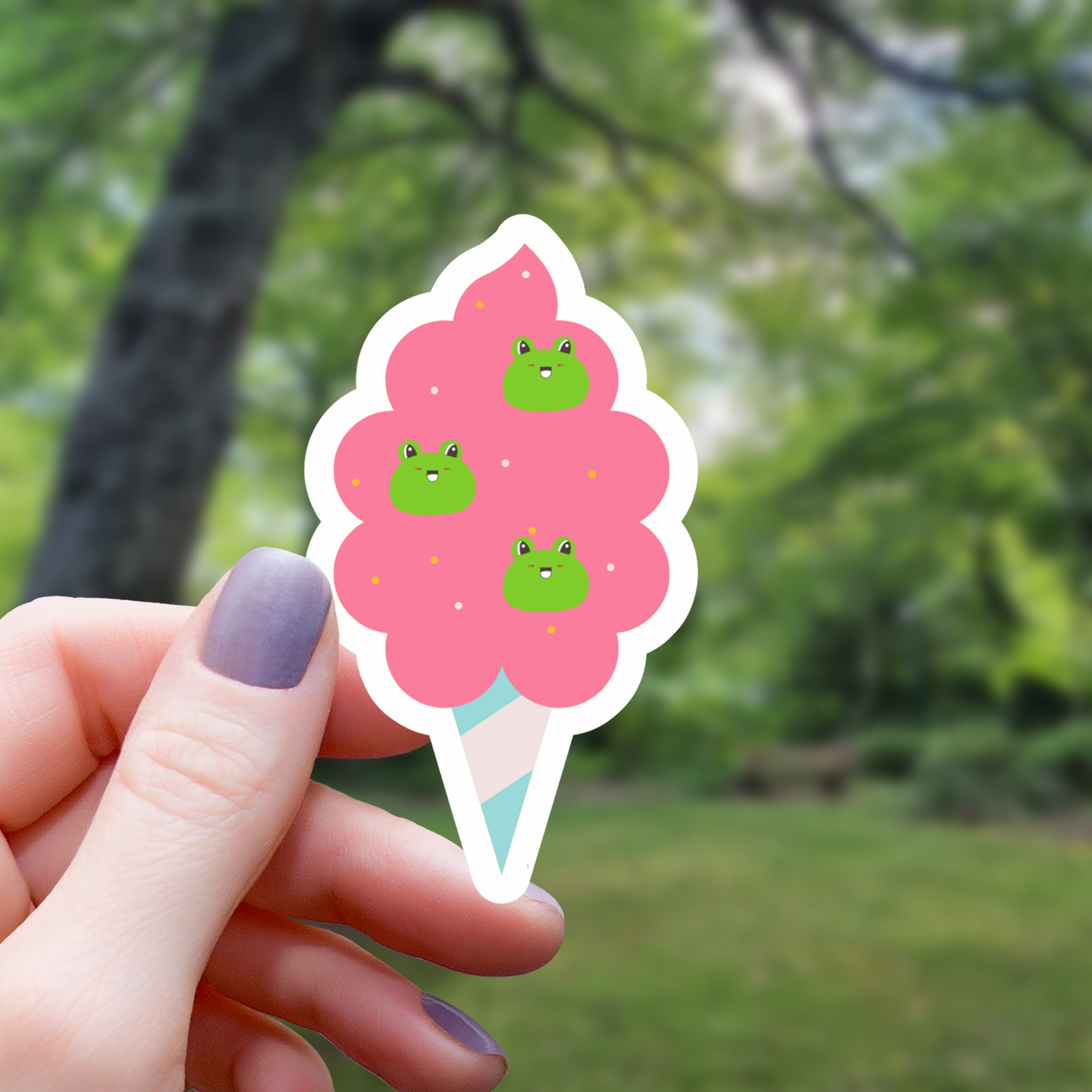 Kawaii Cotton Candy Frog Sticker