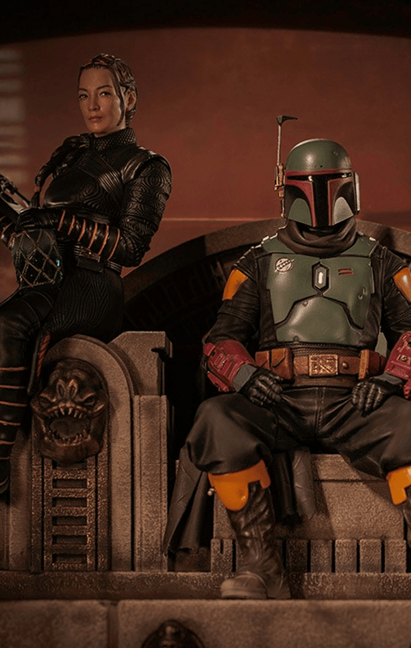 Boba Fett and Fennec Shand on Throne Deluxe Statue - Star Wars: The Mandalorian - Art Scale 1/10