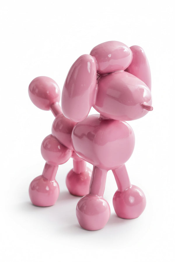 Decoratief poedelbeeldje met roze ballon