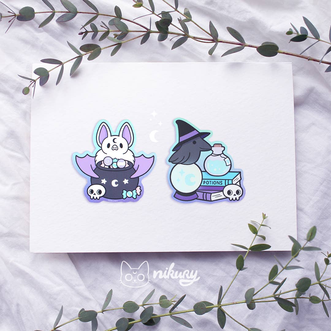 Witch Bat Holographic Sticker