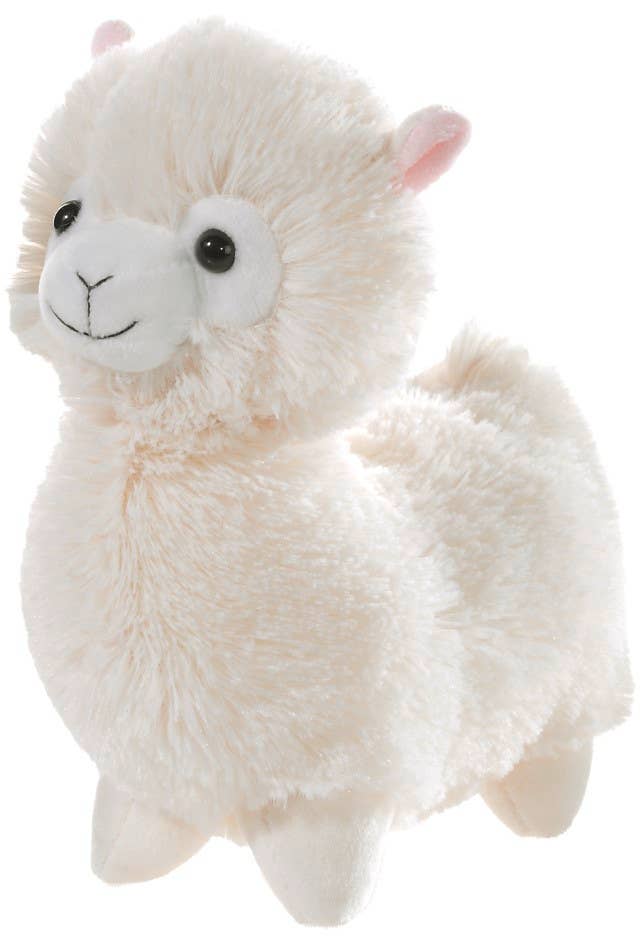 Crèmekleurige staande lama knuffel - 18 cm