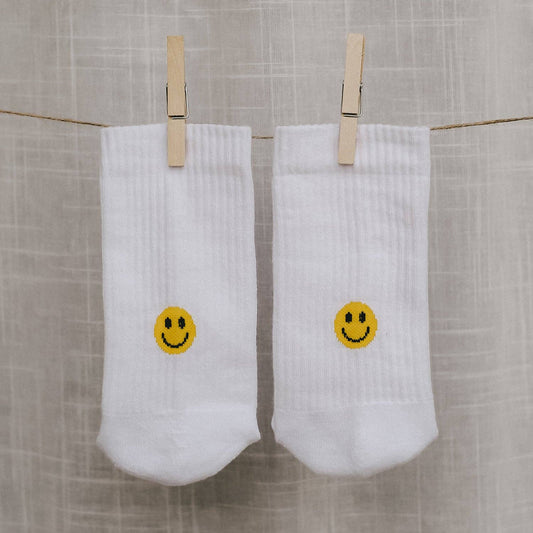 White Socks with Yellow Smiley Face