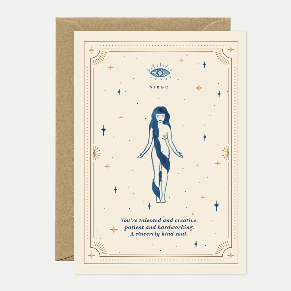 Virgo - Carte de voeux - Feuille dorée