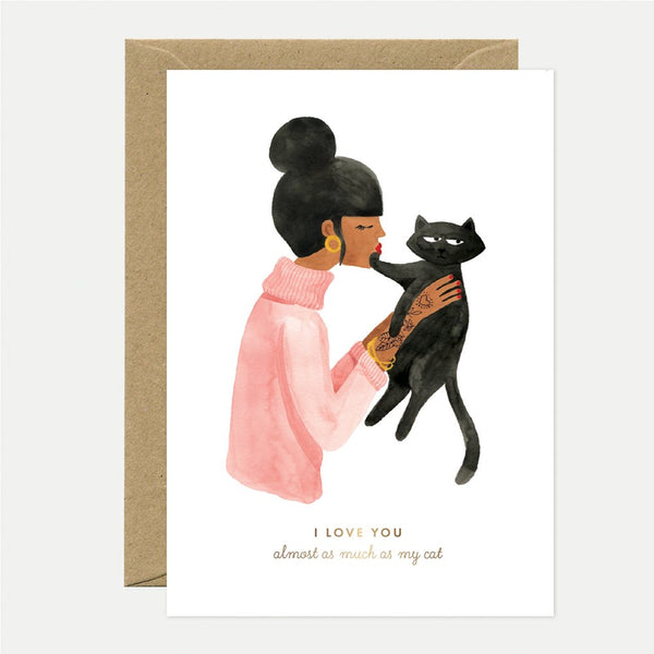 As much as my cat - Greeting card - Gold foil