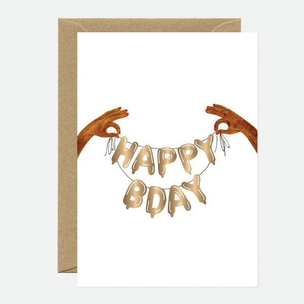 Balloons - Greeting Card - Gold Foil
