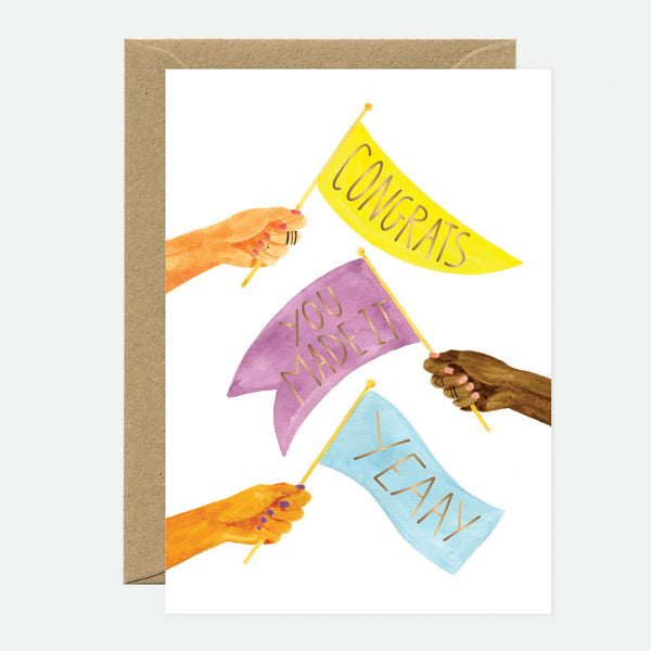 Congrats Flags - Greeting card - Gold foil