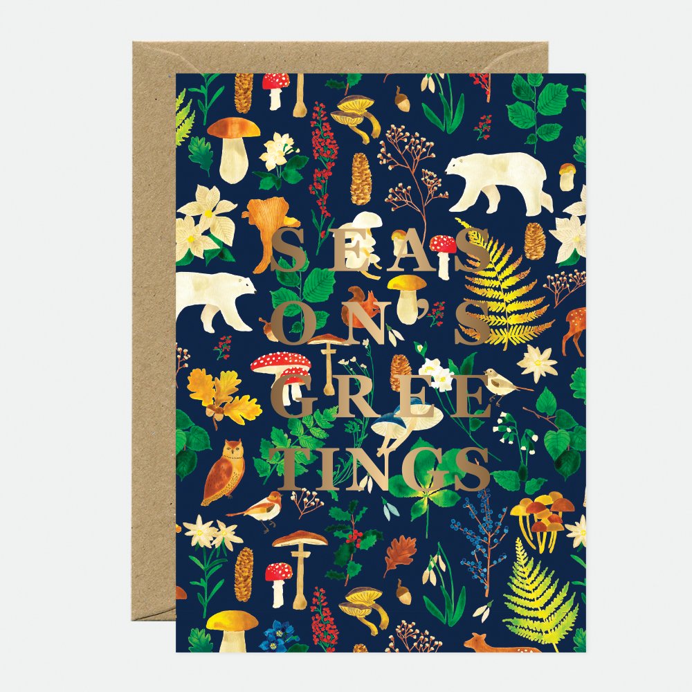 Herbarium greetings - Greeting card - Gilded leaf