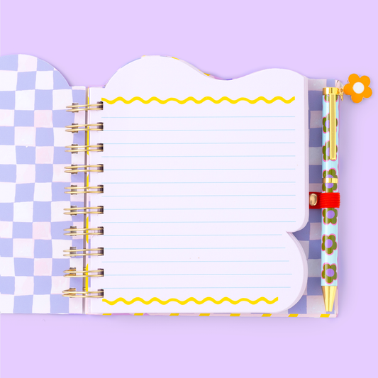 Ruler-shaped notebook for girls & pen