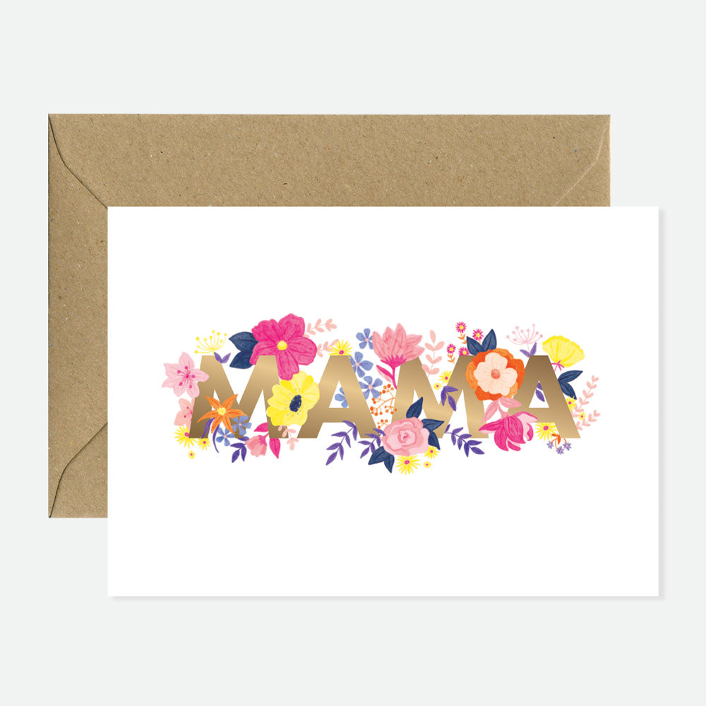 Mama Flowers - Carte de Vœux - Dorure à Chaud
