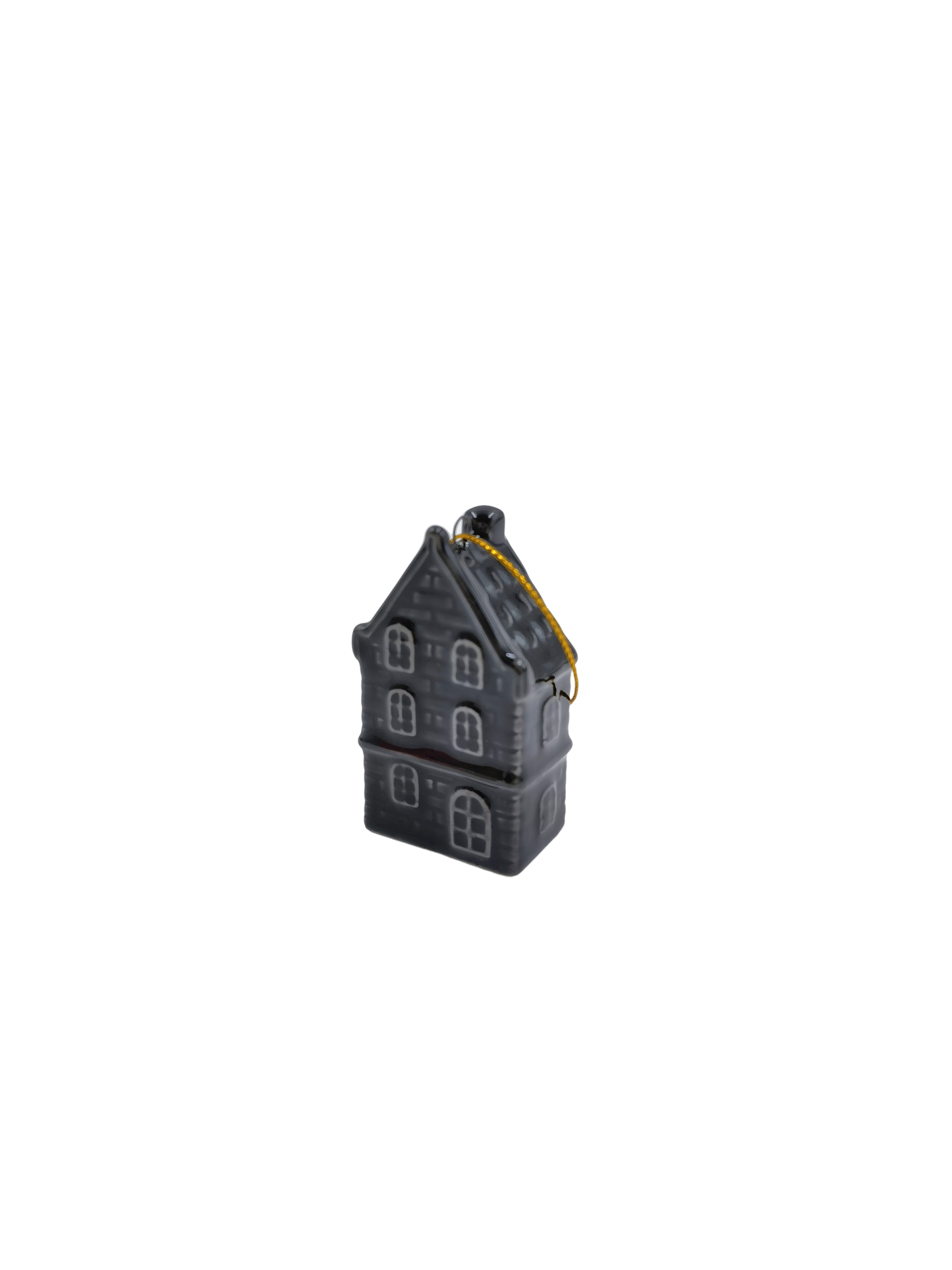 Christmas Hanger - House - Ceramic - Black - 3.5x2x6.5cm