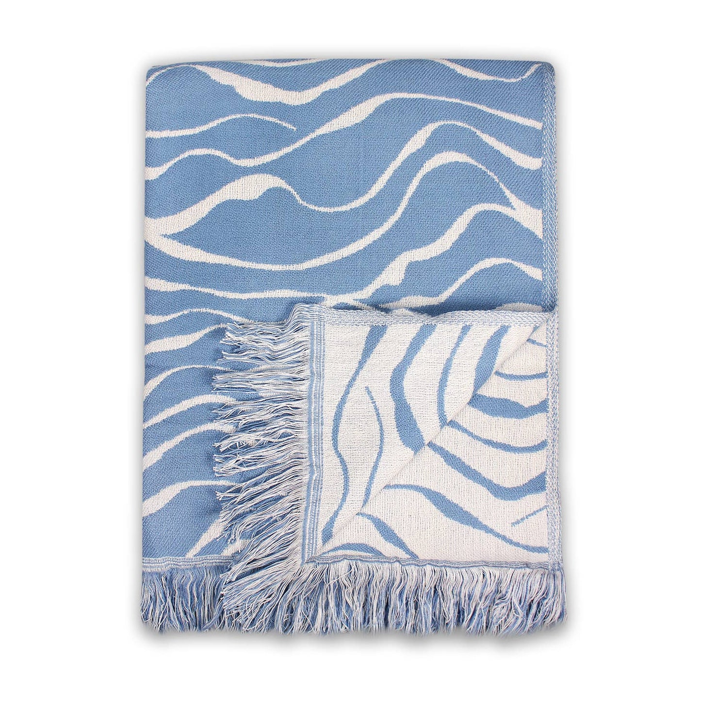 Blue Coastal Waves Throw – 125 x 150 cm