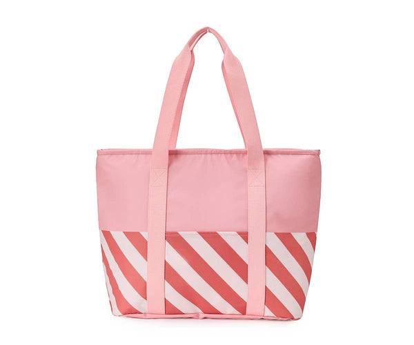 Bloom & Blush Striped Insulated Tote Bag