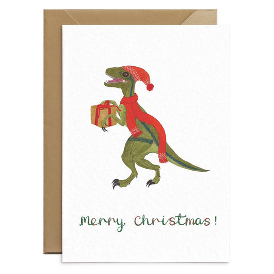 Velociraptor kerstkaart