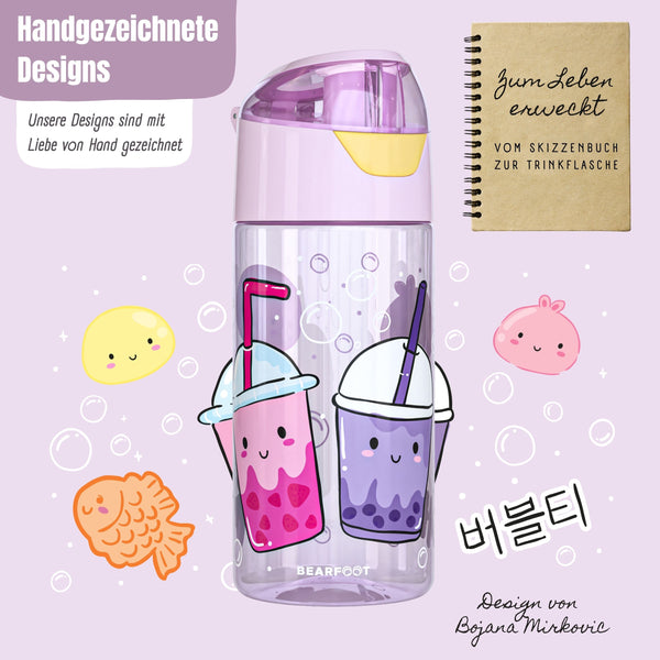 Children's water bottle, lightweight water bottle - Bubble Tea