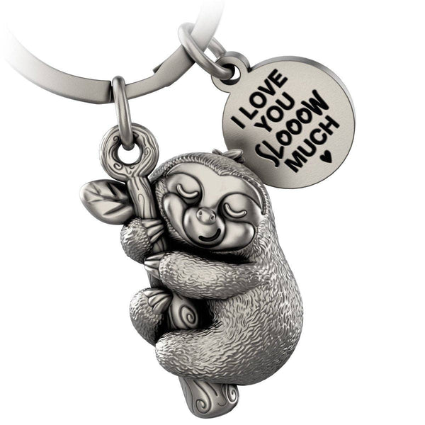 Lazy keychain "I love you slooow much" "Dreamy" with engraving - Cute lucky charm