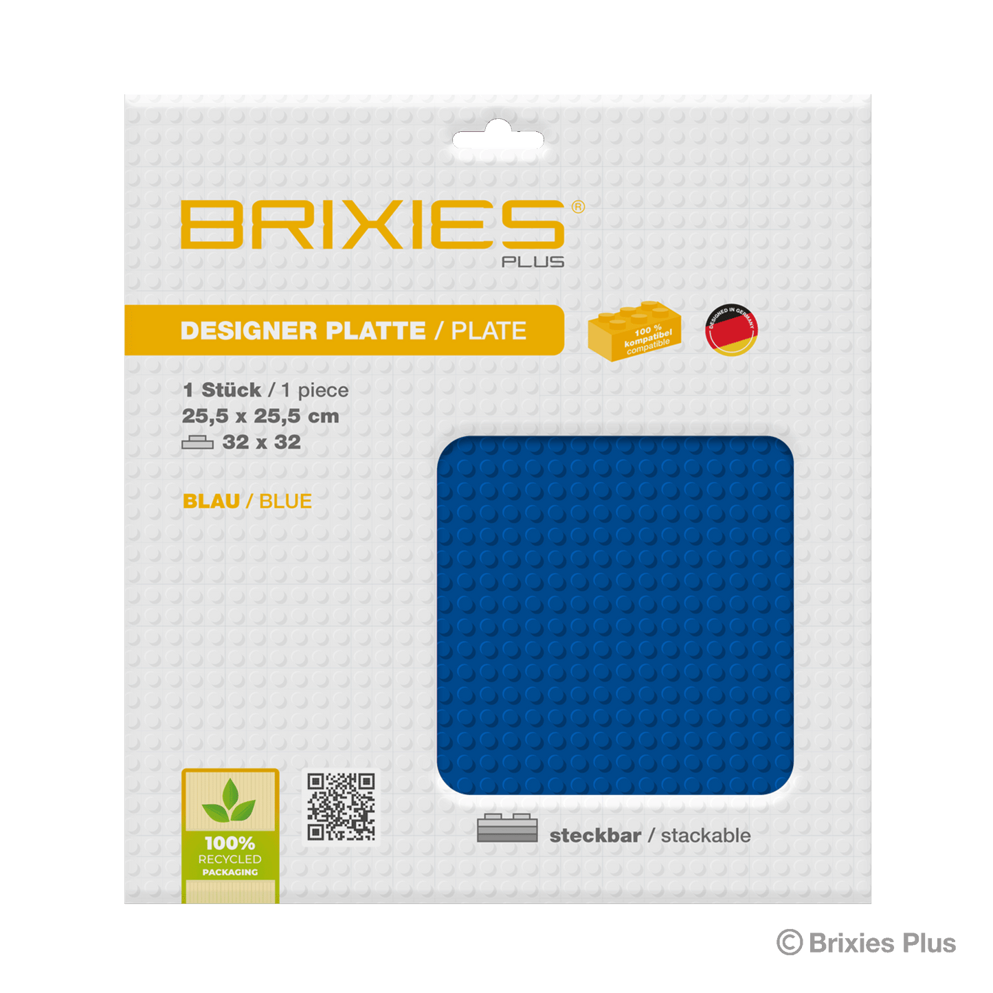 BRIXIES Plus Base Plate Blue 32 x 32 Studs