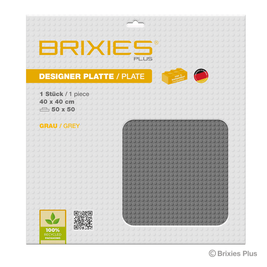 BRIXIES Plus Base Plate Grey 50 x 50 Studs