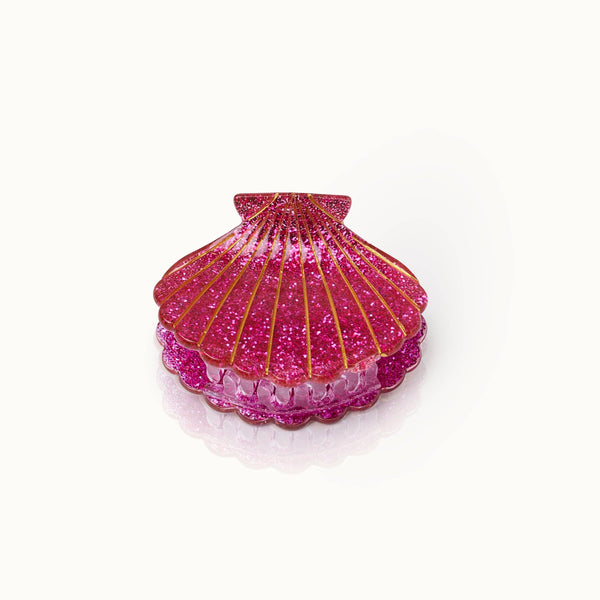 Glitterende roze schelp haarclip