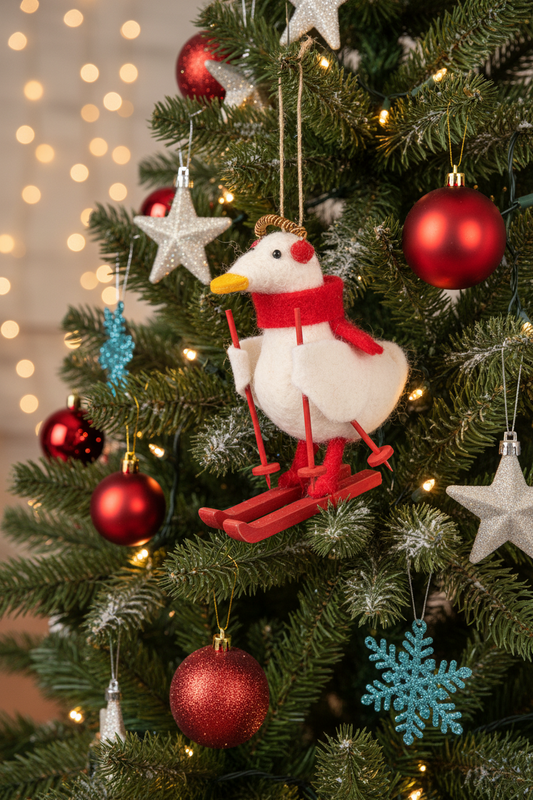 Hanging decoration Skiing Duck