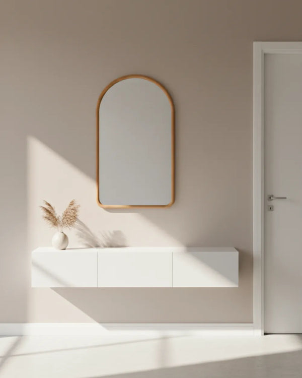 Arched wooden wall mirror - SYRA