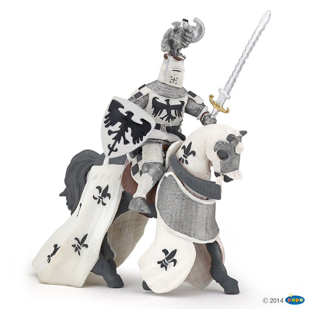 White Knight figurine with crest