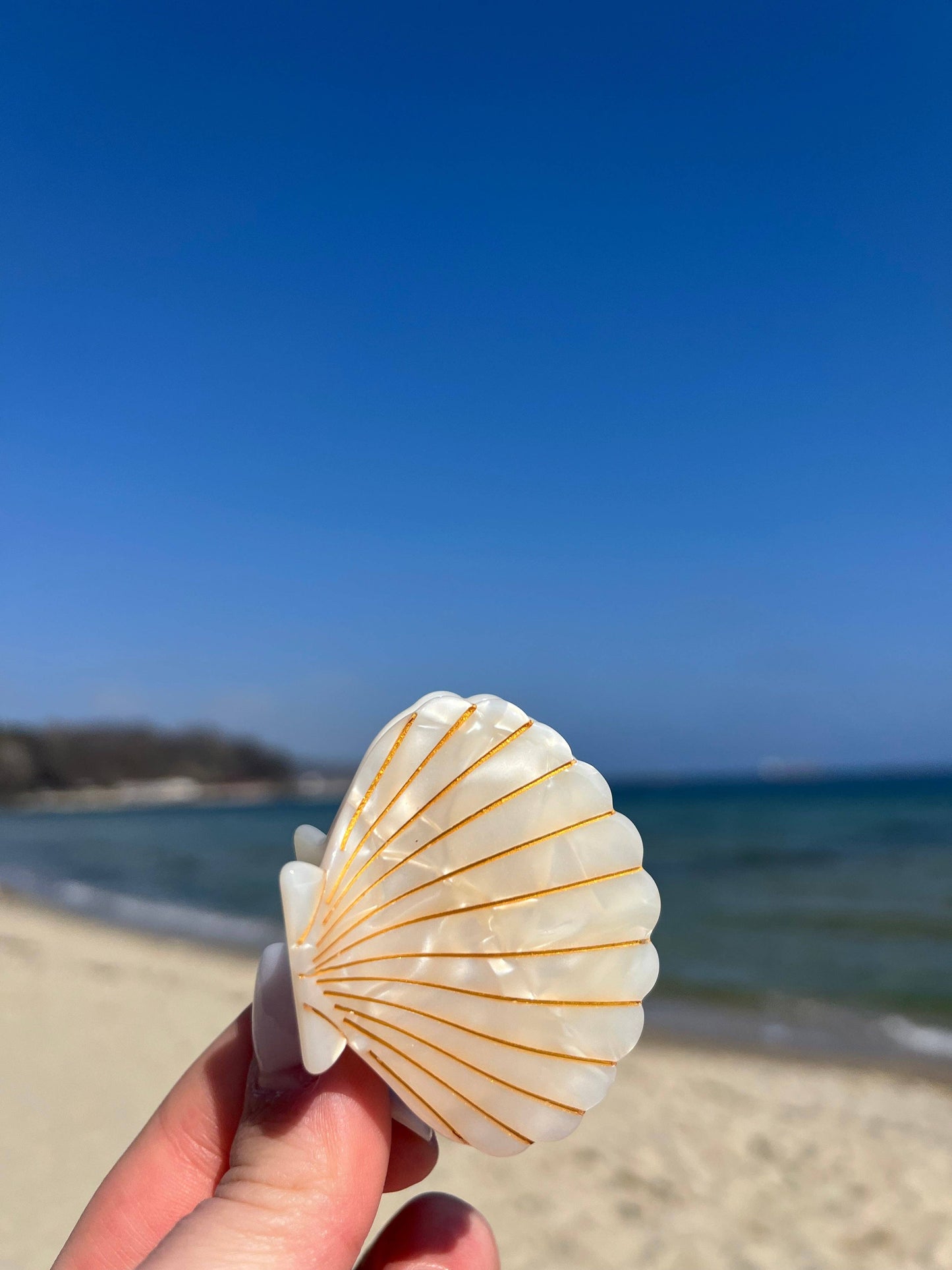 Pince à cheveux Coquillage Rose pailletée