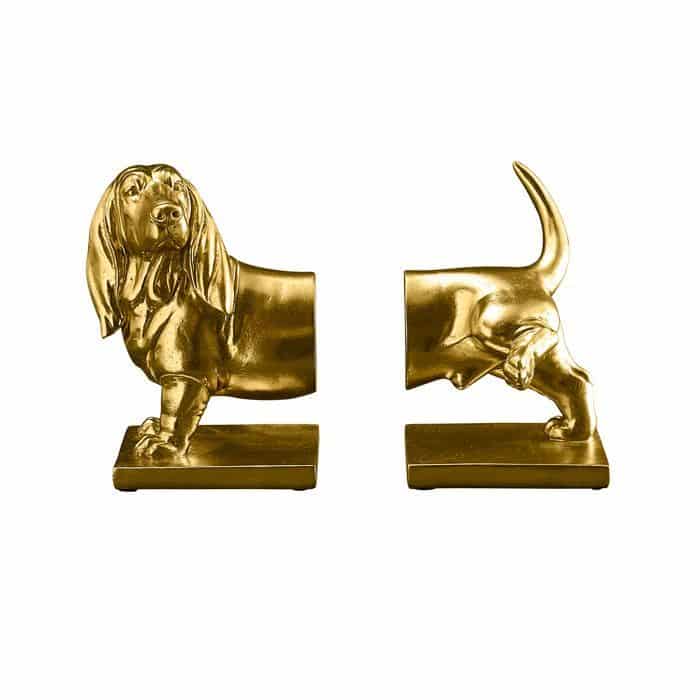 S/2 Dachshund Bookends, Gold 27.5 x 14 x 20 cm
