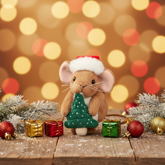 Peluche Souris de Noël avec sapin