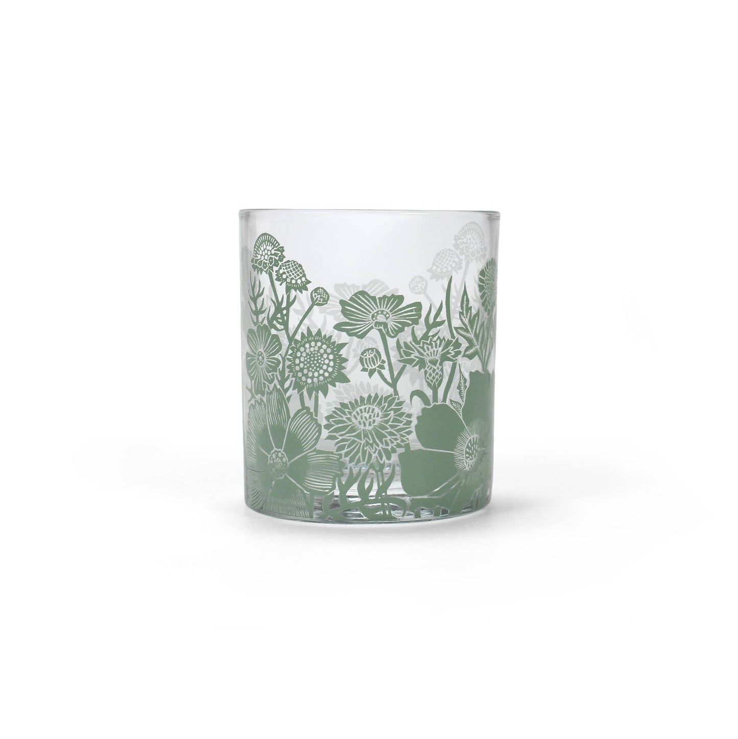 Bloemen bosgroene glazen drinkbeker