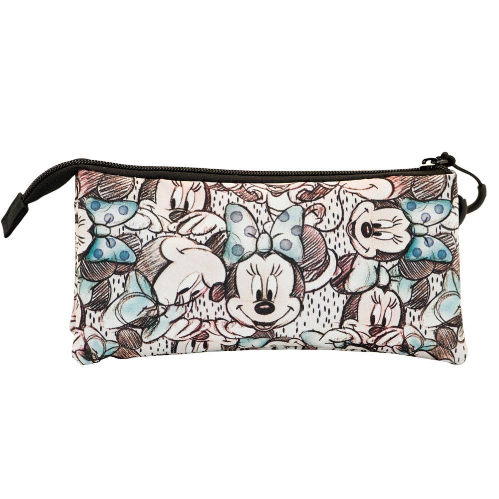 Minnie Mouse Drawing-Triple FAN Pencil Case