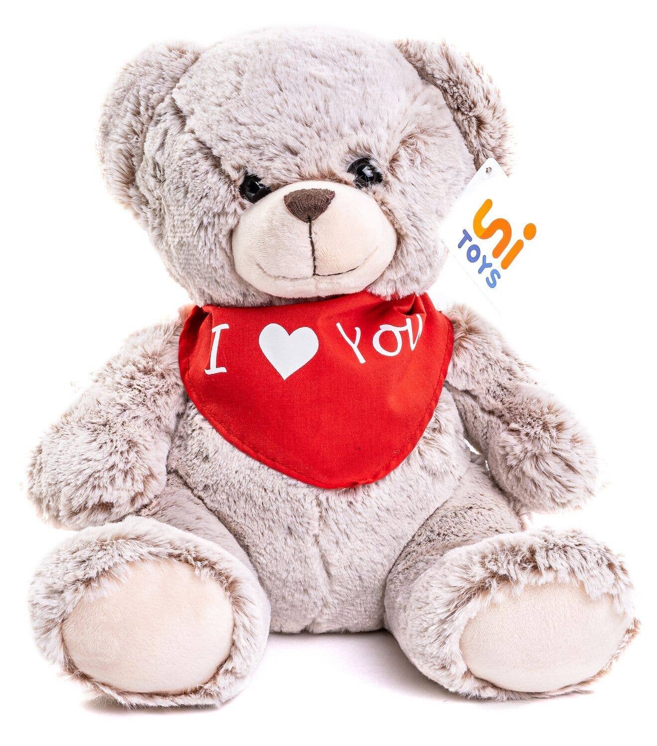 Peluche Ours Teddy (marron clair) avec écharpe I Love You