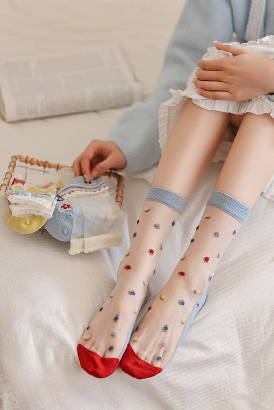 Chaussettes transparentes Fleurs