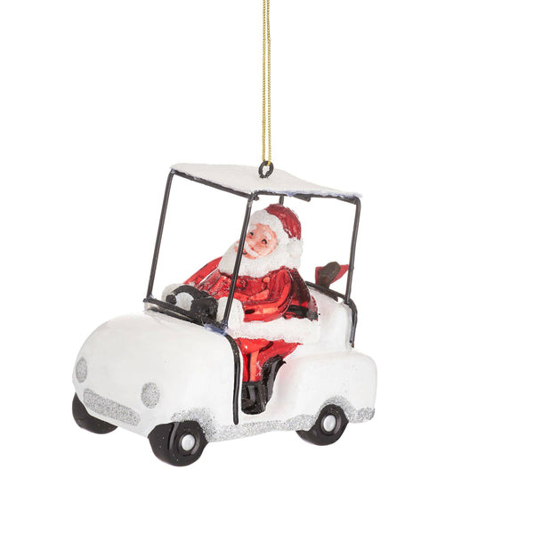 Santa Claus Golf Cart Christmas Ornament