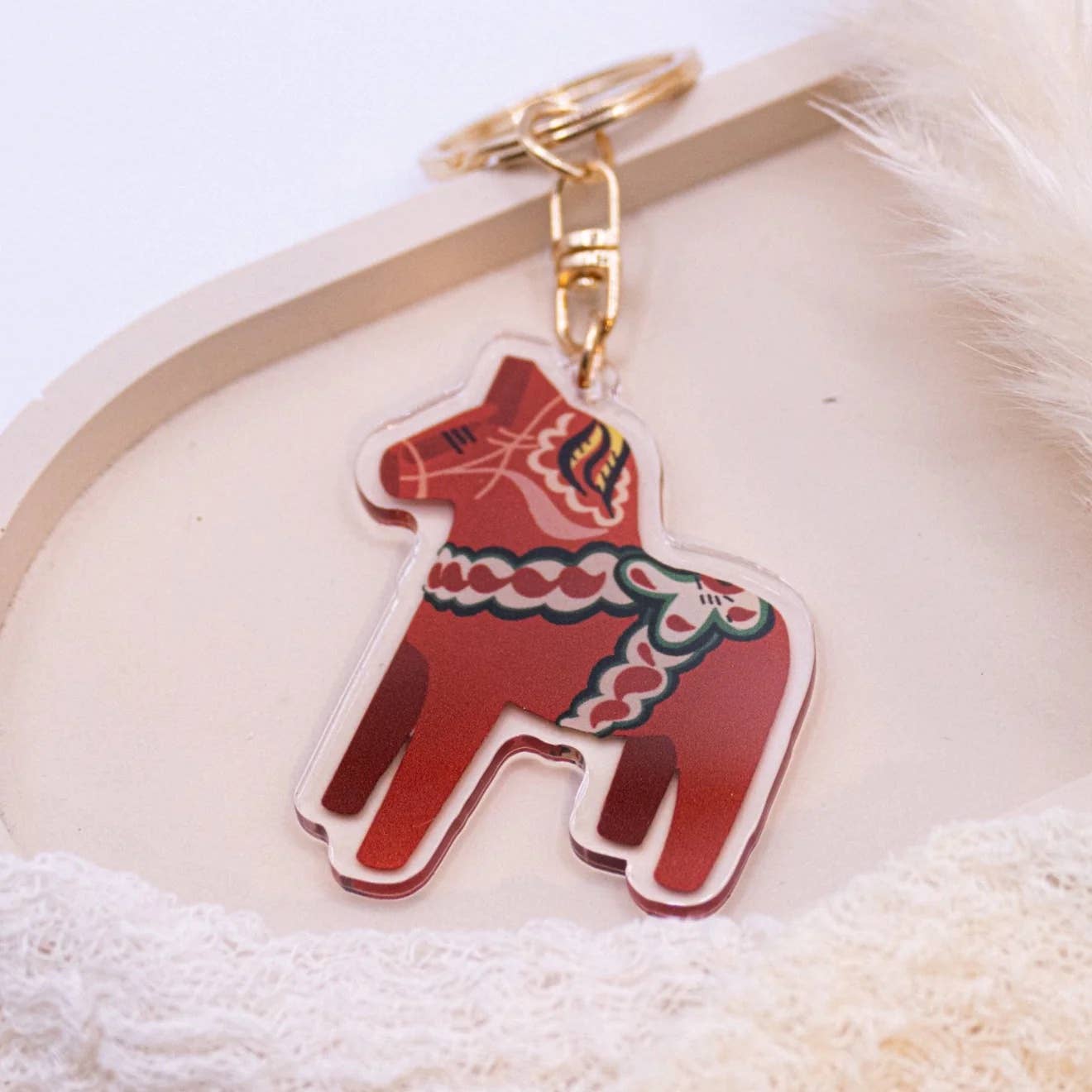 Dalecarlian Horse Keychain