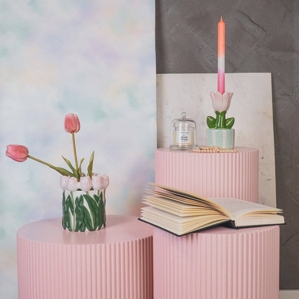 Tulip Vase - Light Pink/Green