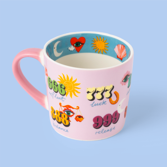 Pink Mug with Angel Numbers