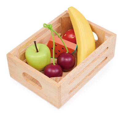 Mentari Boutique: LE PANIER DU MARCHÉ - FRUITS 14,5x10,5x5cm, 5 pièces, en bois, en boîte, 3+