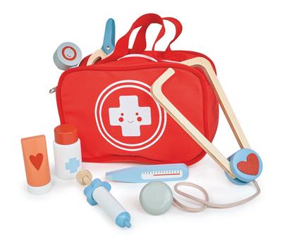 Mentari Jeu de Rôle: MA TROUSSE DE PREMIERS SECOURS 20x8x22cm, 8 pièces, en bois, en boîte, 3+