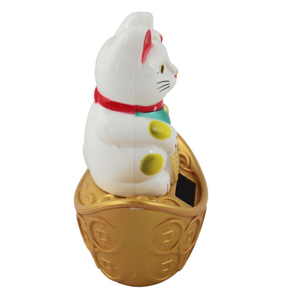 White Solar Lucky Cat 10cm