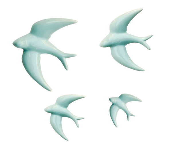 Set of 4 Aquamarine Swallows