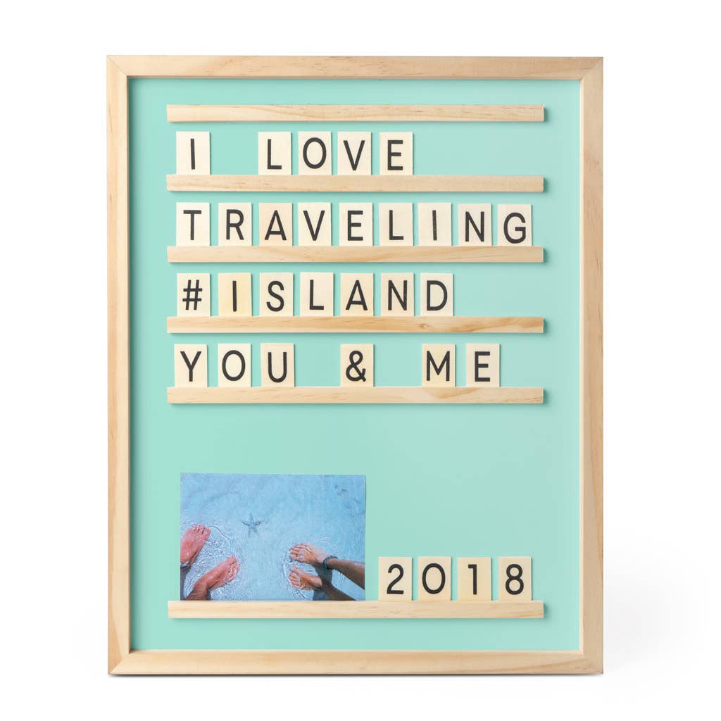Letter and photo board, Souvenirs, green, wood