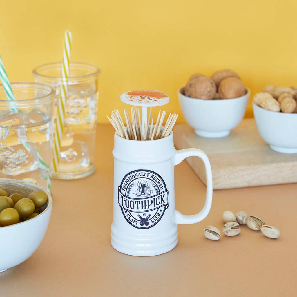 Toothpick holder, Pilsen, white, ceramic